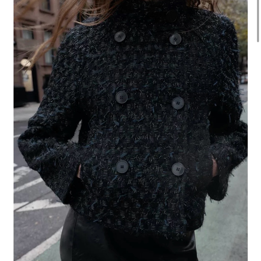 Metallic Thread Textured Wrap Jacket